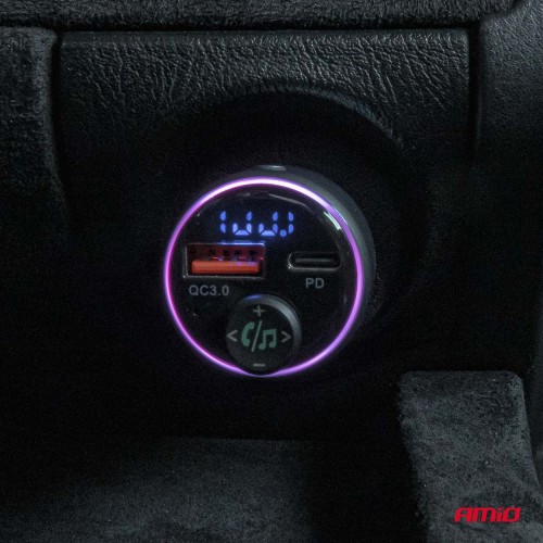 Amio - FM Transmitter Αυτοκινήτου 12/24V με 1xUSB Type-A και 1xUSB Type-C - 1 τεμ. (04655/AM)