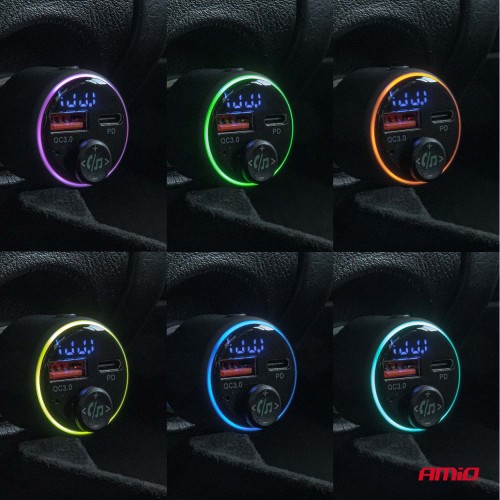 Amio - FM Transmitter Αυτοκινήτου 12/24V με 1xUSB Type-A και 1xUSB Type-C - 1 τεμ. (04655/AM)