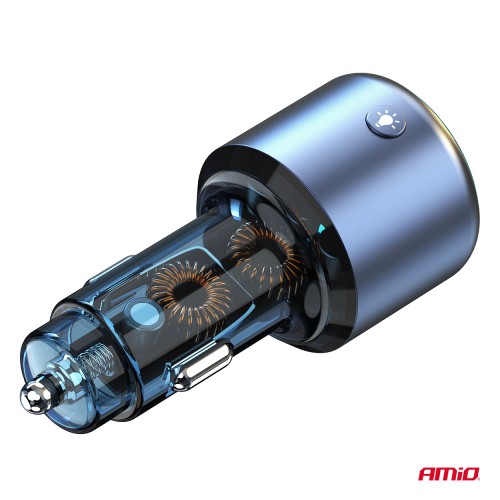 Amio - FM Transmitter Αυτοκινήτου 12/24V με 1xUSB Type-A και 1xUSB Type-C - 1 τεμ. (04655/AM)