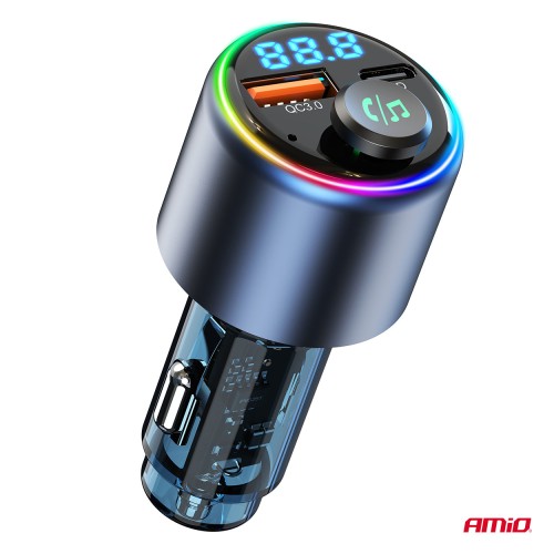 Amio - FM Transmitter Αυτοκινήτου 12/24V με 1xUSB Type-A και 1xUSB Type-C - 1 τεμ. (04655/AM)