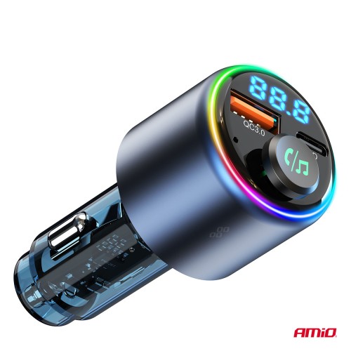 Amio - FM Transmitter Αυτοκινήτου 12/24V με 1xUSB Type-A και 1xUSB Type-C - 1 τεμ. (04655/AM)