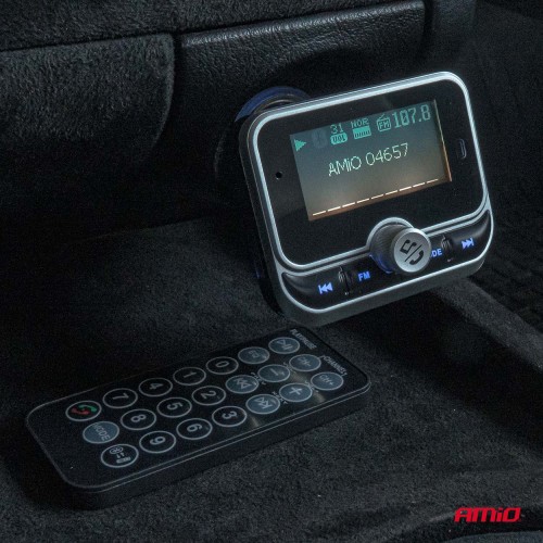 Amio - FM Transmitter Αυτοκινήτου 12/24V με 1xUSB Type-A, 1xUSB Type-C και Τηλεχειριστήριο - 1 τεμ. (04657/AM)