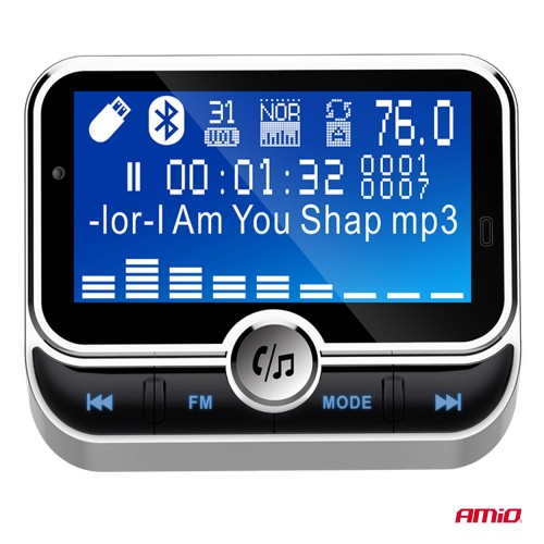 Amio - FM Transmitter Αυτοκινήτου 12/24V με 1xUSB Type-A, 1xUSB Type-C και Τηλεχειριστήριο - 1 τεμ. (04657/AM)