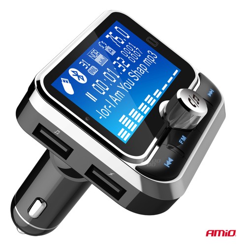 Amio - FM Transmitter Αυτοκινήτου 12/24V με 1xUSB Type-A, 1xUSB Type-C και Τηλεχειριστήριο - 1 τεμ. (04657/AM)