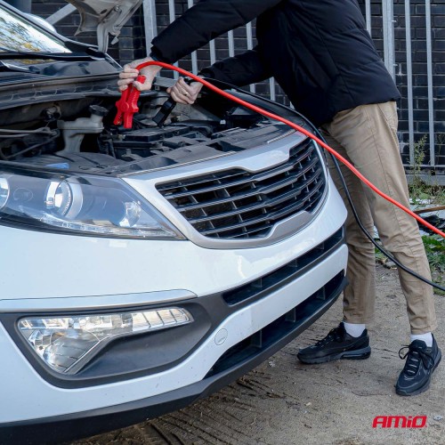 Amio - Καλώδια Φόρτισης Μπαταρίας (Ρευματοδότες) τάση λειτουργίας 12V ένταση ρεύματος 220A μήκος 3m με πιστοποίηση TUV για Επιβατικά Αυτοκίνητα - 1 σετ (04593/AM)