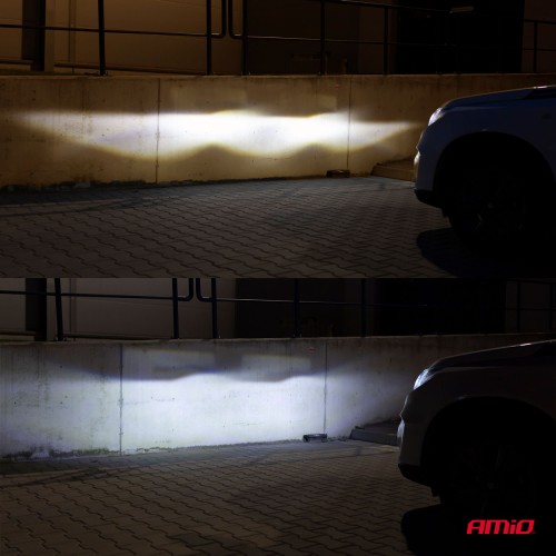 Amio - Λάμπες LED H8/H9/H11 τύπου RS+ Series τάση λειτουργίας 12-36V απόδοσης 50W με ψύκτρα λεπίδες φτερού Can-bus για Επιβατικά Αυτοκίνητα και Φορτηγά - 2 τεμ. (01086/71775/AM)