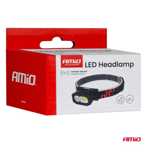 Amio - Φακός Κεφαλής Εργασίας τύπου XPG+COB LED χωρητικότητα μπαταρίας 1000mAh - 1 τεμ. (04663/AM)