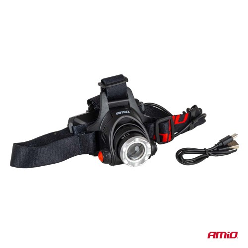 Amio - Φακός Κεφαλής Εργασίας τύπου T6 LED χωρητικότητα μπαταρίας 3600mAh - 1 τεμ. (04664/AM)