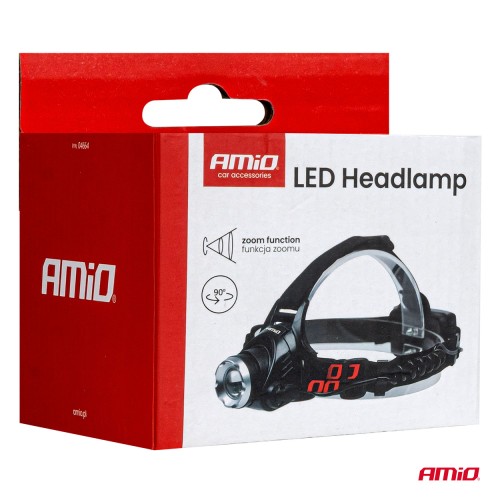 Amio - Φακός Κεφαλής Εργασίας τύπου T6 LED χωρητικότητα μπαταρίας 3600mAh - 1 τεμ. (04664/AM)