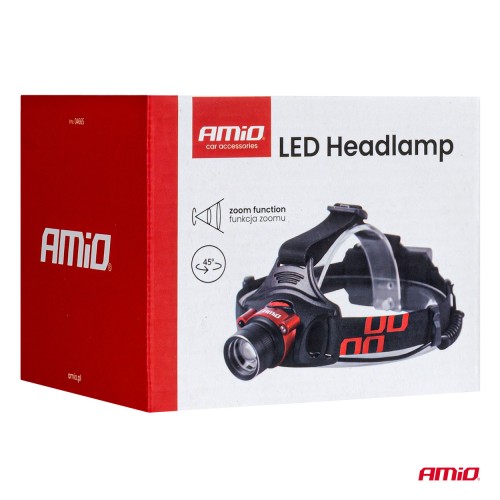 Amio - Φακός Κεφαλής Εργασίας τύπου T6 LED χωρητικότητα μπαταρίας 3600mAh - 1 τεμ. (04665/AM)