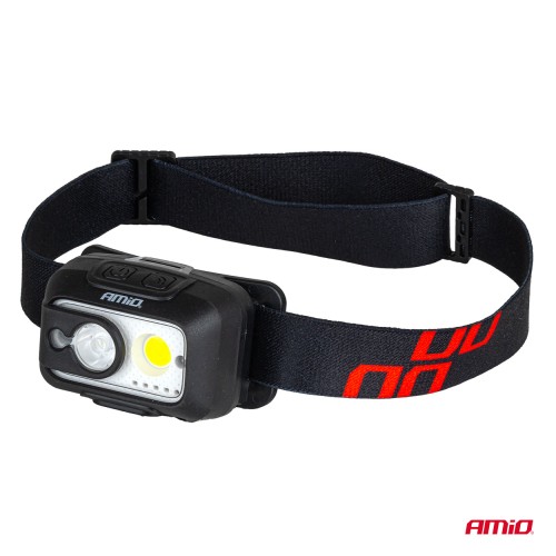 Amio - Φακός Κεφαλής Εργασίας τύπου XPG+COB LED χωρητικότητα μπαταρίας 1800mAh - 1 τεμ. (04667/AM)