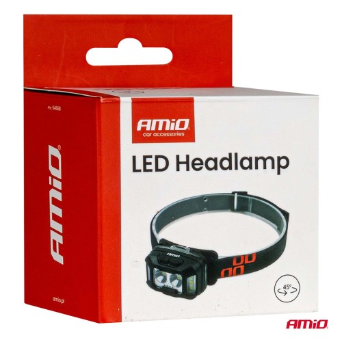 Amio - Φακός Κεφαλής Εργασίας τύπου 2xXPG+10SMD LED χωρητικότητα μπαταρίας 1800mAh - 1 τεμ. (04668/AM)