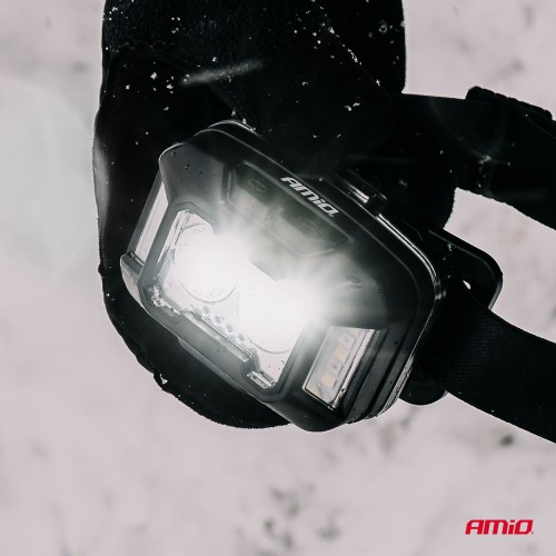 Amio - Φακός Κεφαλής Εργασίας τύπου 2xXPG+10SMD LED χωρητικότητα μπαταρίας 1800mAh - 1 τεμ. (04668/AM)