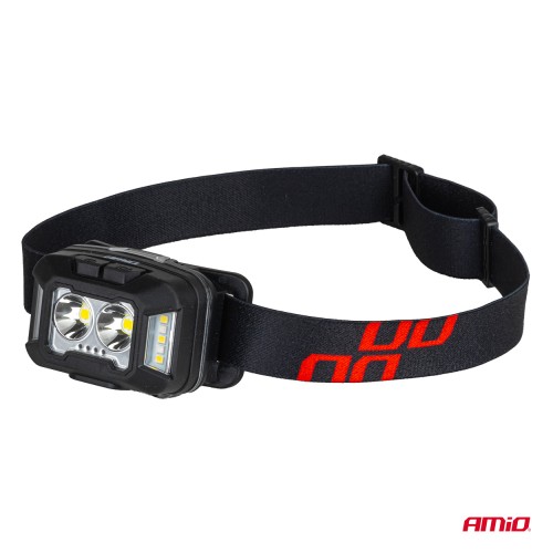 Amio - Φακός Κεφαλής Εργασίας τύπου 2xXPG+10SMD LED χωρητικότητα μπαταρίας 1800mAh - 1 τεμ. (04668/AM)