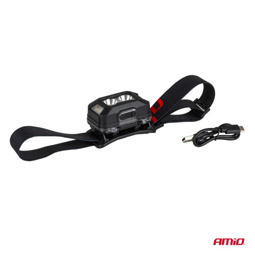 Amio - Φακός Κεφαλής Εργασίας τύπου 2xXPG+10SMD LED χωρητικότητα μπαταρίας 1800mAh - 1 τεμ. (04668/AM)