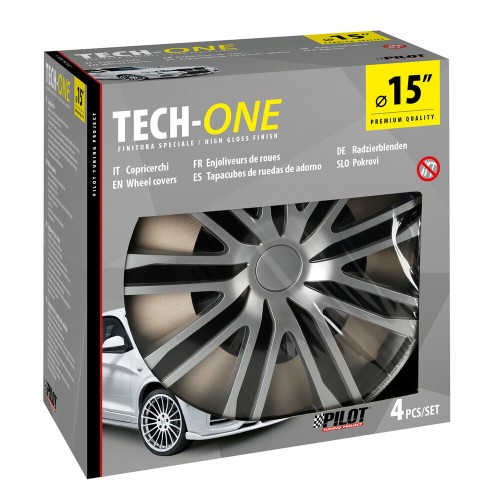 Lampa - Σετ Τάσια Αυτοκινήτου 15’’ Raze Silver/Black από υλικό ABS σε Ασημί με Μαύρο Χρώμα - 4 TEM (L3149.2)