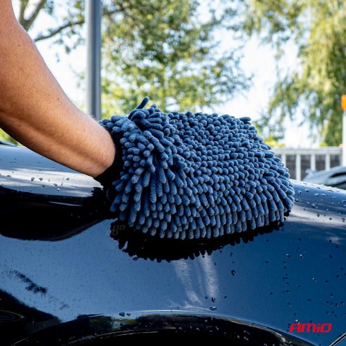 Amio - Σετ Περιποίησης με Γάντι Πλυσίματος 20x26cm (94g/sqm) και Πανί Στεγνώματος Μικροϊνών 60x90cm υψηλής απορροφητικότητας (800g/sqm) για Επιβατικά Αυτοκίνητα - 1 σετ (04489/AM)