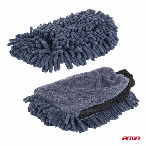 Amio - Σετ Περιποίησης με Γάντι Πλυσίματος 20x26cm (94g/sqm) και Πανί Στεγνώματος Μικροϊνών 60x90cm υψηλής απορροφητικότητας (800g/sqm) για Επιβατικά Αυτοκίνητα - 1 σετ (04489/AM)