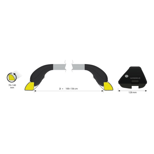 Nordrive - Μπάρα Snap-Fit αλουμινίου τηλεσκοπική 100>136cm με κλειδί πλήρες σετ με πόδια τύπου SW - 2 τεμ. (N15013)