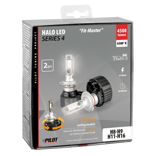 Lampa - LED Kit τύπου H8/H9/H11/H16 τάσης 9>32V φωτεινότητα 4500lm απόδοση 50W τύπος βάσης PGJ19-X Halo Serie 4 Fit-Master ZES Chips για ισχυρό και ομοιόμορφο φως εύκολη εγκατάσταση και αξιόπιστη απόδοση σε όλες τις συνθήκες οδήγησης – 2 τεμ. (L5780.0)