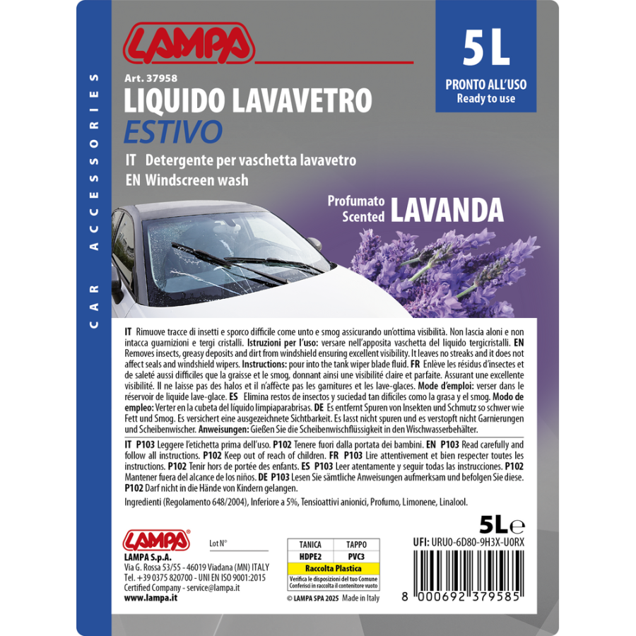 Lampa - Υγρό Υαλοκαθαριστήρων Summer Screen Wash άρωμα Λεβάντα διάσταση 5000ml - 1 τεμ. (L3795.8)