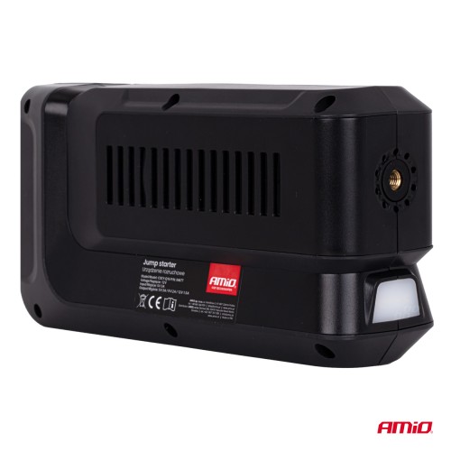 Amio - Φορητός Εκκινητής Μπαταρίας (Jump Starter) 4 σε 1 με ενσωματωμένο Κομπρεσέρ Αέρα, Powerbank και Φακό LED τάση λειτουργίας 12V με χωρητικότητα 12Ah και μέγιστο ρεύμα εκκίνησης 1600A για Επιβατικά Αυτοκίνητα - 1 τεμ. (04677/AM)