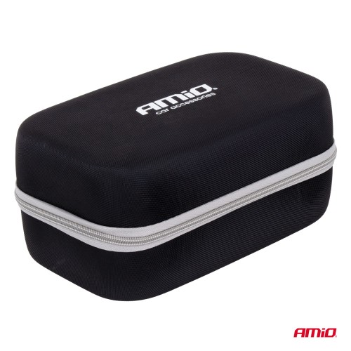 Amio - Φορητός Εκκινητής Μπαταρίας (Jump Starter) 4 σε 1 με ενσωματωμένο Κομπρεσέρ Αέρα, Powerbank και Φακό LED τάση λειτουργίας 12V με χωρητικότητα 12Ah και μέγιστο ρεύμα εκκίνησης 1600A για Επιβατικά Αυτοκίνητα - 1 τεμ. (04677/AM)