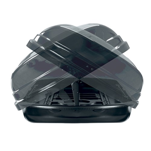 Menabo - Μπαγκαζιέρα Οροφής Mania 580 Duo Διπλό Άνοιγμα Black με Δαγκάνες Crab (Μαύρη / Γυαλιστερή 224,4x89x36,4cm) για Ασφαλή Μεταφορά Φορτίου - 1 Σετ (16910/MB)