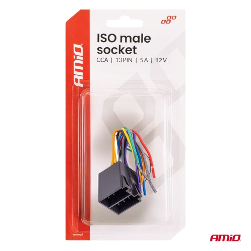 Amio – Φίσα ISO 13PIN Αρσενική CCA 12V 5A για Σταθερή Σύνδεση & Αξιόπιστη Λειτουργία Φωτισμού – 1 Τεμ. (04445/AM)