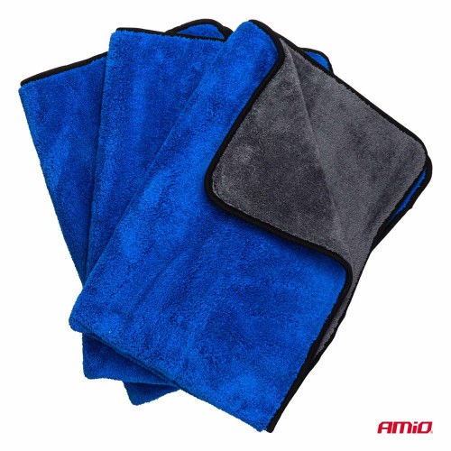 Amio – Πανιά Στεγνώματος Μικροϊνών 60x90cm 800GSM για Γρήγορο Στέγνωμα & Χωρίς Γρατζουνιές – Σετ 3 Τεμ. (04487/AM)