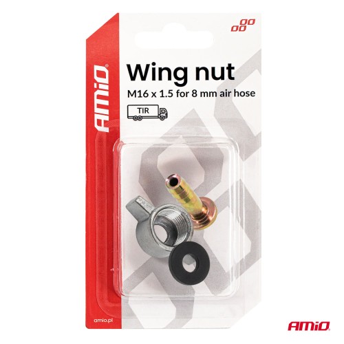 Amio – Παξιμάδι Πεταλούδα M16x1.5 για Σωλήνα Αέρα Φ8mm για Σταθερή Σύνδεση & Εύκολη Τοποθέτηση – 1 Τεμ. (04499/AM)
