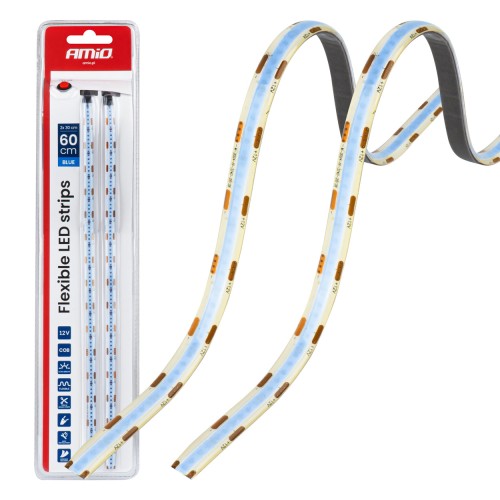 Amio – Ταινία LED COB 12V Μπλε 2x30cm Flexible για Εντυπωσιακό Εσωτερικό Φωτισμό & Easy Install – Σετ 2 Τεμ. (04571/AM)