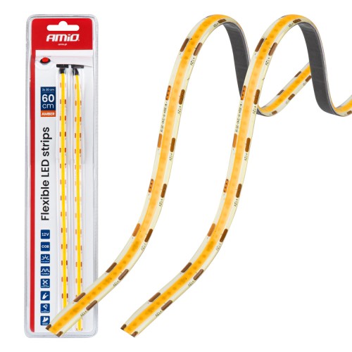 Amio – Ταινία LED COB 12V Πορτοκαλί 2x30cm Flexible για Εντυπωσιακό Εσωτερικό Φωτισμό & Easy Install – Σετ 2 Τεμ. (04572/AM)