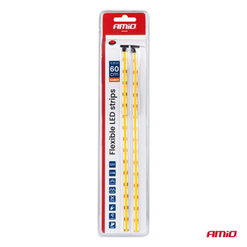 Amio – Ταινία LED COB 12V Πορτοκαλί 2x30cm Flexible για Εντυπωσιακό Εσωτερικό Φωτισμό & Easy Install – Σετ 2 Τεμ. (04572/AM)