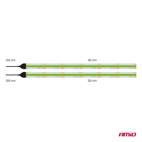 Amio – Ταινία LED COB 12V Πράσινη 2x30cm Flexible για Εντυπωσιακό Εσωτερικό Φωτισμό & Easy Install – Σετ 2 Τεμ. (04573/AM)