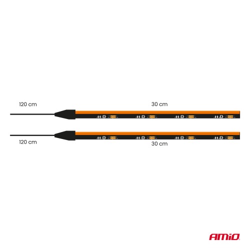 Amio – Ταινία LED COB 12V Πορτοκαλί 2x30cm Flexible Πλαϊνού Φωτισμού για Σήμανση & Εντυπωσιακό Φως – Σετ 2 Τεμ. (04574/AM)