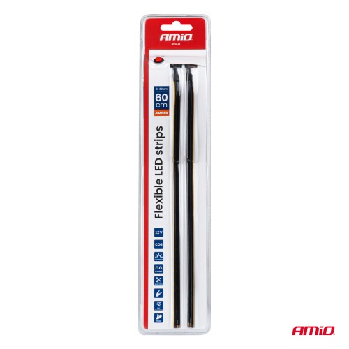 Amio – Ταινία LED COB 12V Πορτοκαλί 2x30cm Flexible Πλαϊνού Φωτισμού για Σήμανση & Εντυπωσιακό Φως – Σετ 2 Τεμ. (04574/AM)
