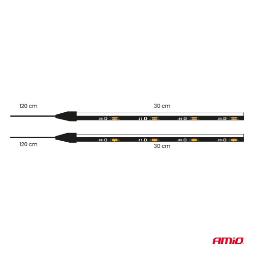 Amio – Ταινία LED COB 12V Λευκή 2x30cm Flexible Πλαϊνού Φωτισμού για Σήμανση & Καθαρό Φως – Σετ 2 Τεμ. (04575/AM)