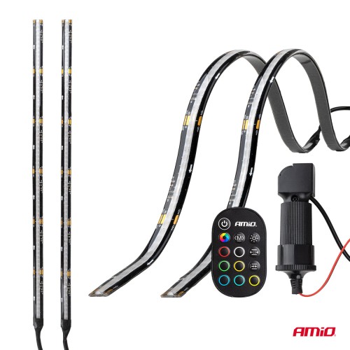 Amio – Ταινία LED RGB 12V 2x30cm Flexible με Τηλεχειριστήριο για Πολύχρωμο Εσωτερικό Φωτισμό & Easy Control – Σετ 2 Τεμ. (04579/AM)