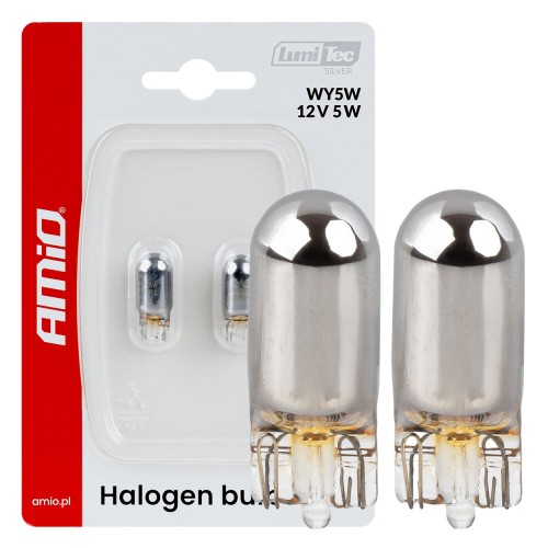 Amio – Λάμπες Αλογόνου WY5W W2.1x9.5d Καρφωτές 12V 5W Λευκό/Χρώμιο Lumitec για Φωτισμό Θέσης & Εσωτερικό – Σετ 2 Τεμ. (04628/AM)