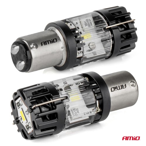 Amio – LED CSP P21/5W BAY15d Διπολικό 12V 66W 4800lm 6500K Full CANBUS για Στοπ & Θέσης Ισχυρό Φως – 1 Τεμ. (04689/AM)