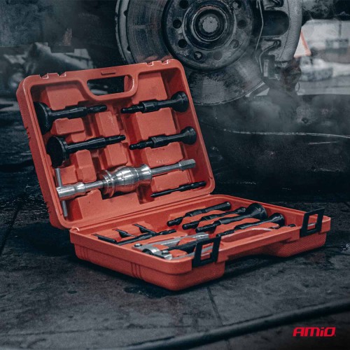 Amio – Σφυρί Κρούσης με Εξολκέα Ρουλεμάν 8-58mm Heavy Duty Dual Mode σε Βαλιτσάκι για Αφαίρεση με Υψηλή Δύναμη & Ασφαλή Χρήση – Σετ 16 Τεμ. (04758/AM)
