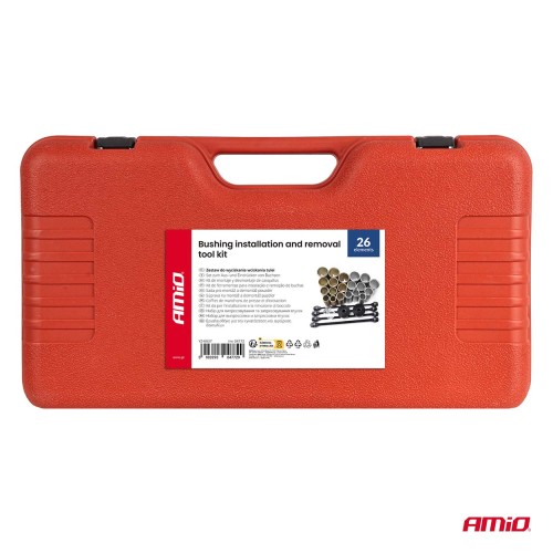 Amio – Σετ Εργαλείων Ρουλεμάν Τροχού & Silent Blocks Heavy Duty για Αφαίρεση και Εγκατάσταση με Ασφαλή Χρήση – Σετ 26 Τεμ. (04772/AM)