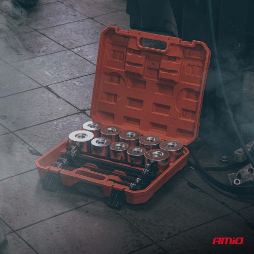 Amio – Σετ Εργαλείων Συνεμπλόκ & Ρουλεμάν Τροχού Heavy Duty για Αφαίρεση και Εγκατάσταση με Ασφαλή Χρήση – Σετ 27 Τεμ. (04773/AM)