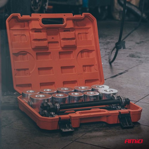 Amio – Σετ Εργαλείων Συνεμπλόκ & Ρουλεμάν Τροχού Heavy Duty για Αφαίρεση και Εγκατάσταση με Ασφαλή Χρήση – Σετ 27 Τεμ. (04773/AM)