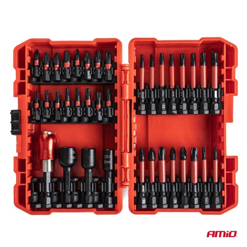 Amio – Σετ Καρυδάκια & Μύτες Καστάνιας 25/50mm Heavy Duty σε Βαλιτσάκι για Σταθερή Τοποθέτηση Εργαλείου & Καθημερινή Χρήση – 36 Τεμ. (04782/AM)