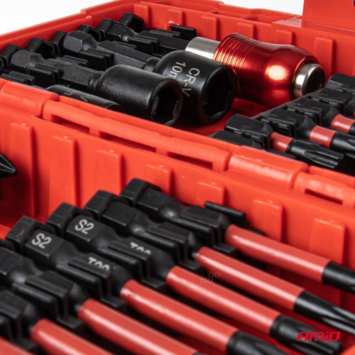 Amio – Σετ Καρυδάκια & Μύτες Καστάνιας 25/50mm Heavy Duty σε Βαλιτσάκι για Σταθερή Τοποθέτηση Εργαλείου & Καθημερινή Χρήση – 36 Τεμ. (04782/AM)