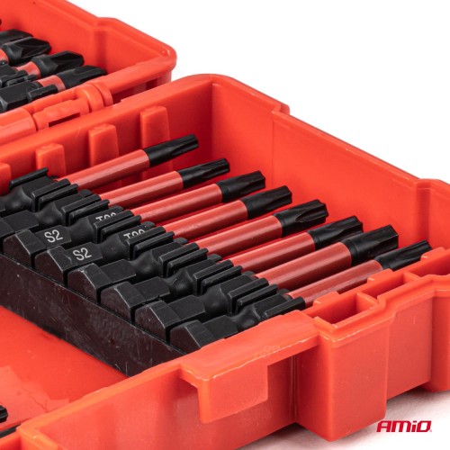 Amio – Σετ Καρυδάκια & Μύτες Καστάνιας 25/50mm Heavy Duty σε Βαλιτσάκι για Σταθερή Τοποθέτηση Εργαλείου & Καθημερινή Χρήση – 36 Τεμ. (04782/AM)