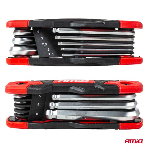 Amio – Πτυσσόμενα Κλειδιά Allen Imbus CR-V 1.5-8mm Πολυεργαλείο Heavy Duty για Σταθερή Εφαρμογή στη Βίδα & Καθημερινή Χρήση – 1 Τεμ. (04788/AM)