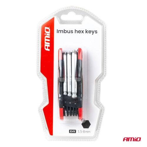 Amio – Πτυσσόμενα Κλειδιά Allen Imbus CR-V 1.5-8mm Πολυεργαλείο Heavy Duty για Σταθερή Εφαρμογή στη Βίδα & Καθημερινή Χρήση – 1 Τεμ. (04788/AM)